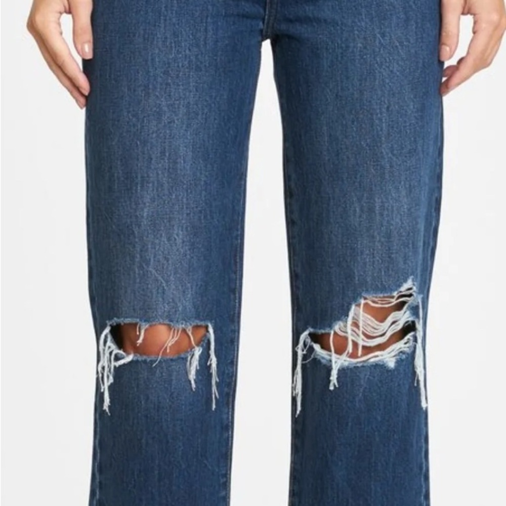 Pistola Blue Straight Leg Jeans with Distressed Knees